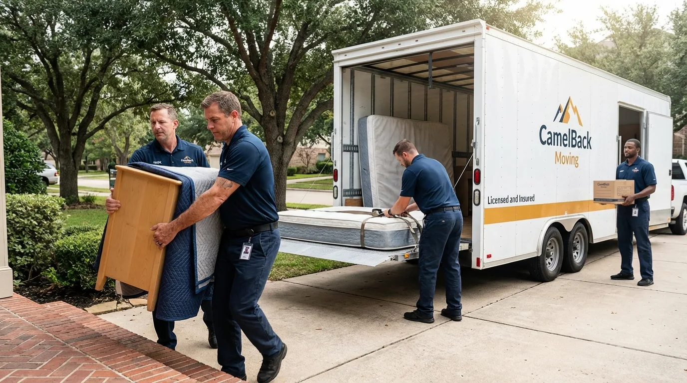 Crew loading residential truck for cross-state move from Palmyra, MO