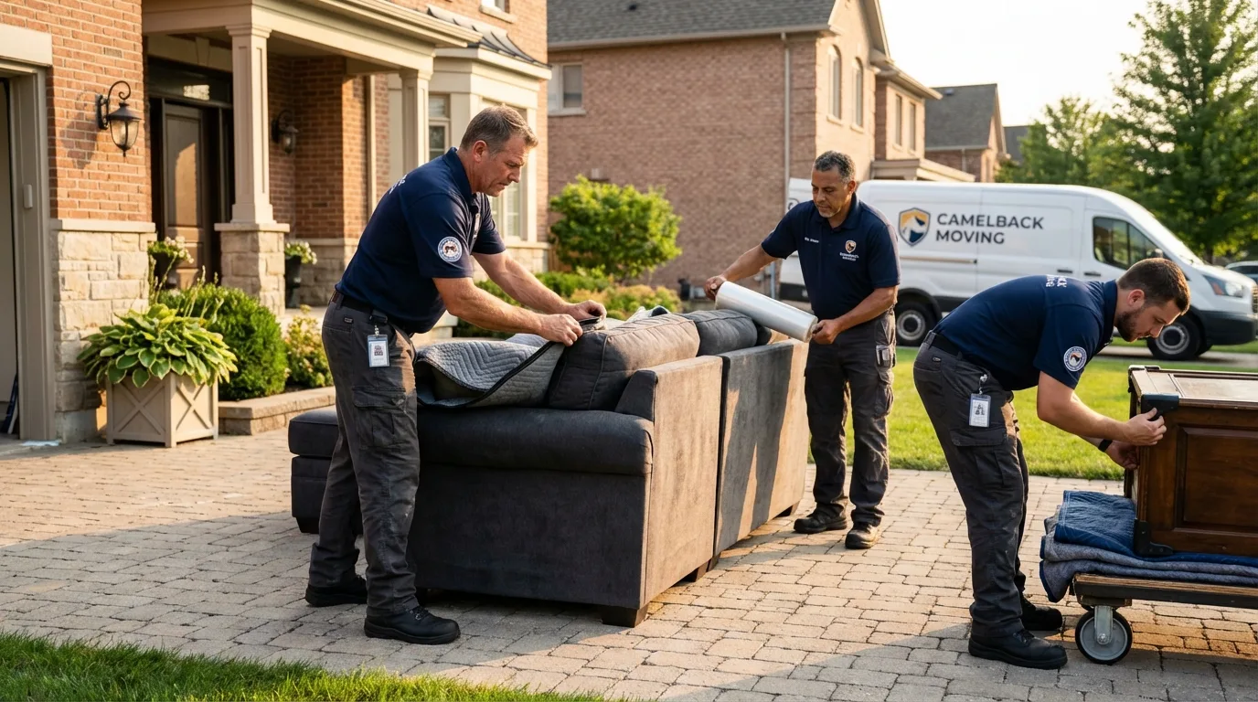 Large estate moving crew wrapping furniture in Palmyra, MO